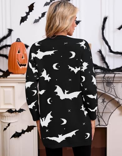 Womens Halloween Long Sleeve Open Front Cardigan Casual Loose Cute Heart Knit Cardigans
