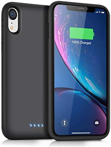 QTshine Battery Case for iPhone XR, Newest [6800mAh] Protective Portable Charging Case Rechargeable Extended Battery Pack Charger Case for Apple iPhone XR(6.1inch) Backup Power Bank Cover - Black