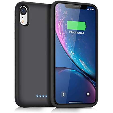 QTshine iPhone XR Battery Case [6800mAh] Protective Portable Charger Rechargeable Power Bank Cover - Black Cover