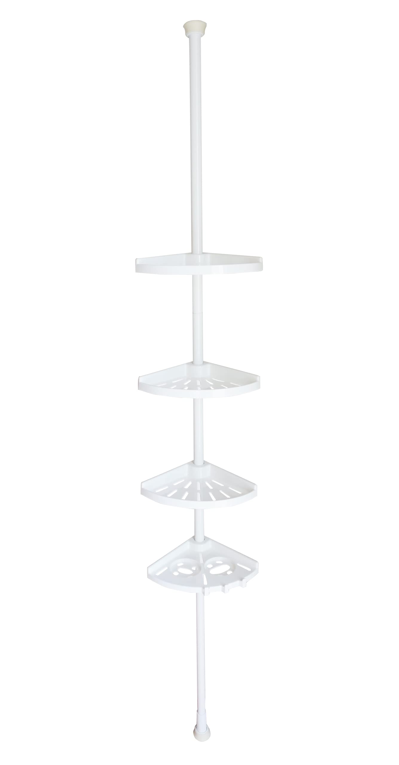 Grand Dicken GD831/3249 - Estantería de esquina para baño, poste de metal blanco con 4 estantes de plástico ajustables, altura ajustable de 1,8 a 2,4 m
