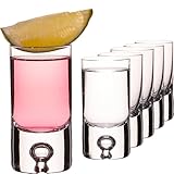 Imperial Juego de 6 vasos de chupito de cristal Crystalline, volumen de 30 ml, con burbuja de aire en el suelo, hechos a mano 'Lisboa'