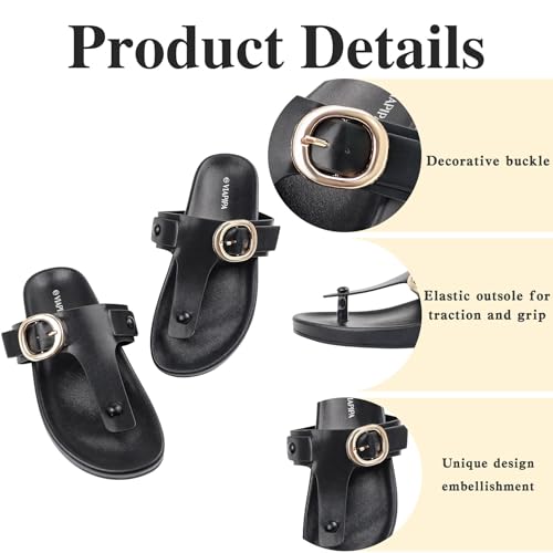 Image of Adjustable Double Buckle Leather Flat Sandals For Women Arch Support Comfort Beach Walking Shoes Sizes 5-11