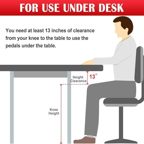 Image of TABEKE Under Desk Bike Pedal Exerciser, Fully Assembled Mini Exercise Bike for Leg and Arm Workouts, Foldable Desk Bike Peddler Machine for Seniors with Clear LCD Display & Adjustable Resistance