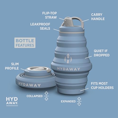 Image of HYDAWAY 17oz Travel Collapsible Water Bottle - BPA-Free, Leakproof, Lightweight, Reusable