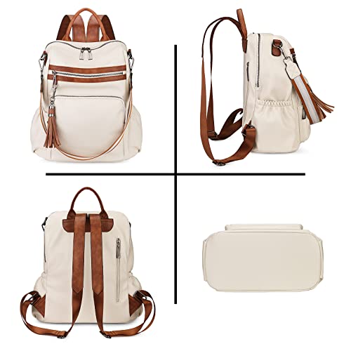 Image of Uromee Travel Backpack Purse for Women Vegan Leather Ladies Fashion Tassel Shoulder Bag Convertible