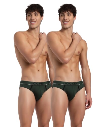 Image of Jockey 8044 Men's Super Combed Cotton Rib Solid Brief with Ultrasoft Waistband (Pack of 2)