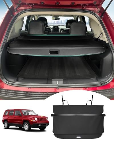 Powerty Cargo Cover for Jeep Patriot & Compass 2007-2016 Accessories Trunk Cover Retractable Trunk Shielding Shade Cargo Luggage Cover No Gap (Not Fit 2017 Jeep Patriot)