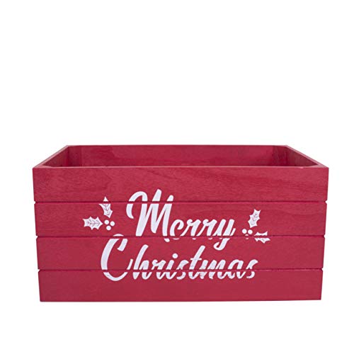 Christmas Edition Wooden Crates Retail Display Storage Box Gift Hamper Eve Box (1 Red)
