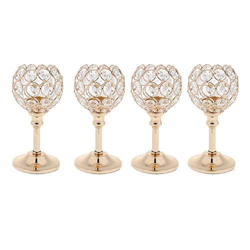 Requ Household Candle Holder Crystal Candle Stand Silver Gold Candlestick Home Supplies(Gold Small) #TOP3