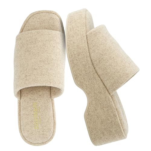 Sandale à plateforme CUSHIONAIRE Spin pour femme en laine sable, pointure 39 EU