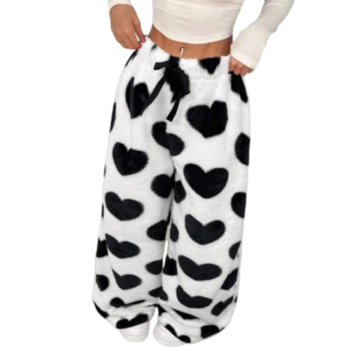 Image of Leopard Pants Women Therian Fuzzy Pajama Pants Y2k Cheetah Pants Grunge High Waisted Fluffy Pants