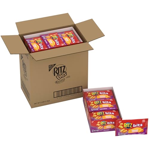 RITZ Bits Cheese Sandwich Crackers, Bulk Lunch Snacks, 48 Snack Packs (4 Boxes)