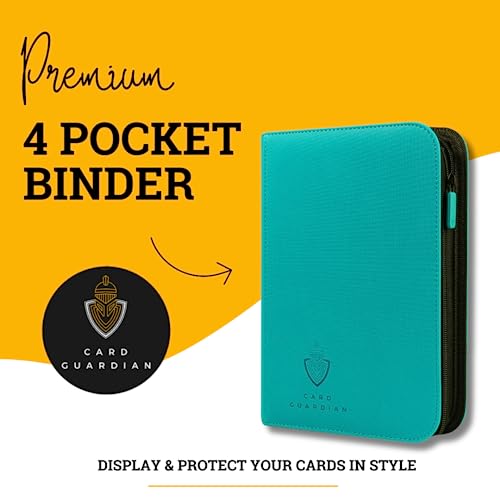 Card Guardian - 4 Pocket Premium Binder for 160 Cards (Teal) | Zipper Closure and Side Loaded Pockets | Compatible with Trading & Sports Cards including Magic the Gathering, Yugioh, Baseball Cards - Thumbnail 2
