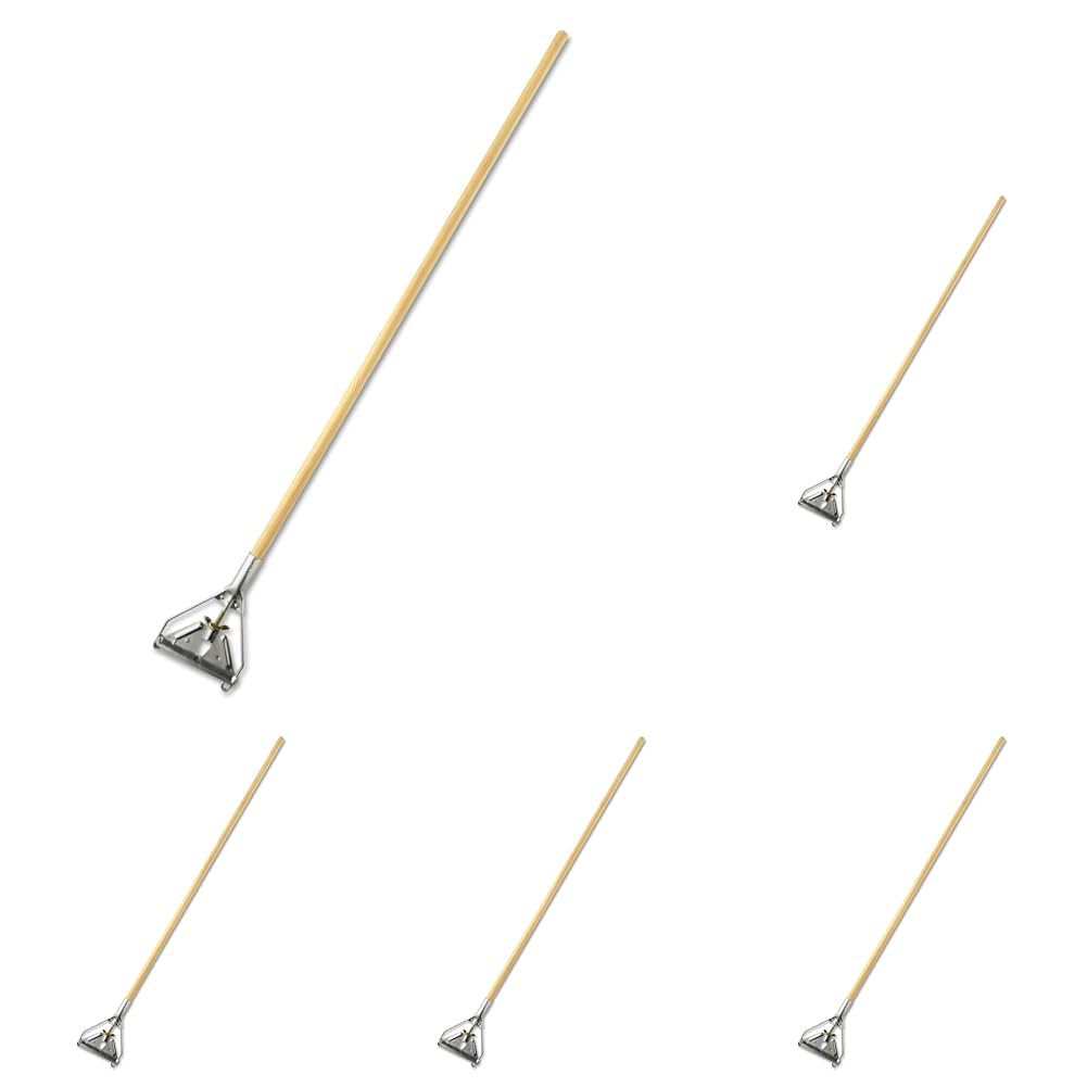 Rubbermaid Commercial Products, Industrial Grade, Easy Change Steelhead for Wet Mop with Wooden Handle, Floor Cleaning, 60 Inch (Pack of 5)
