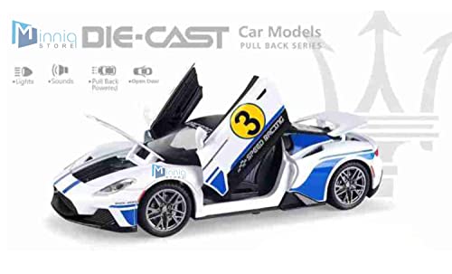 Image of 1 /24 Ford-GT Sports Edition Model Car with Box, Zinc Alloy Pull Back Toy car with Sound and Light for Kids Boy Girl Gift?Colors as Per Stock? (Ford-GT Sports Edition 1:22)