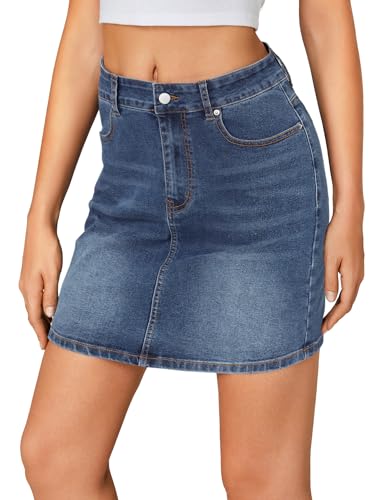 KIFOVEN Women's Mini Denim Skirt High Waisted Casual Stretch Slim Fit Jean Skirt3
