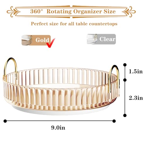 Make Up Kosmtik Organizer, 360° Drehbar Schminktisch Organizer, Multifunktion Schmink Aufbewahrungssystem Skincare für Dresser Schlafzimmer Badezimmer, 1 Schicht, Bernstein 2