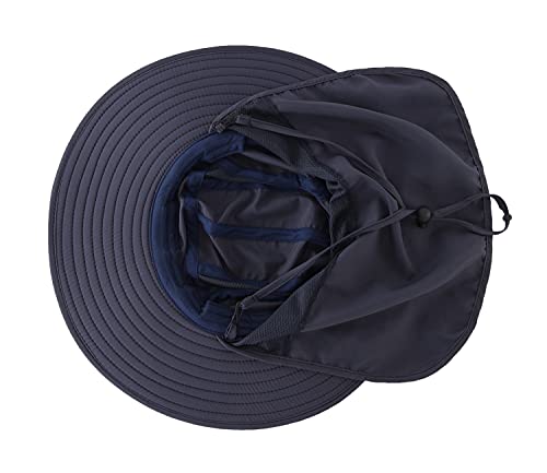 Image of Home Prefer UPF 50+ Mens Wide Brim Fishing Hat with Neck Flap Sun Hat for Men Women Sun Protection Cap