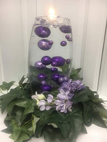 Easy Elegance by JellyBeadZ Assorted Shades of Purple Pearls - Assorted Sizes - Includes 12 Gram Pack Clear Water Bead Gel Pearls - Great for Wedding Centerpieces and Decorations