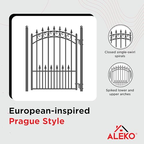 Image of ALEKO Driveway Pedestrian Gate | Metal Garden Gate | Pedestrian Door for Steel Gate | Anti-Rust Steel Gate | Prague | 5 ft