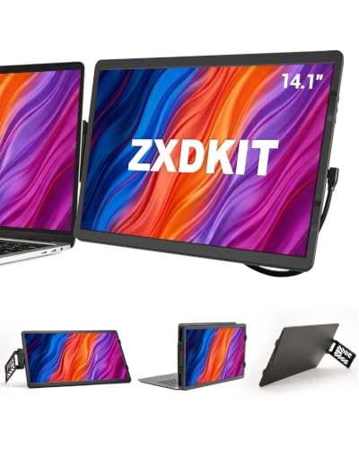 Image of Laptop Screen Extender 14 inch FHD IPS Dual Portable Screen for Laptop | 360 Rotation, Adjustable Stand, 1.34lbs Ultra-Slim Lightweight,Plug & Play, Mini HDMI /USB Type-C, Windows /Mac /Android