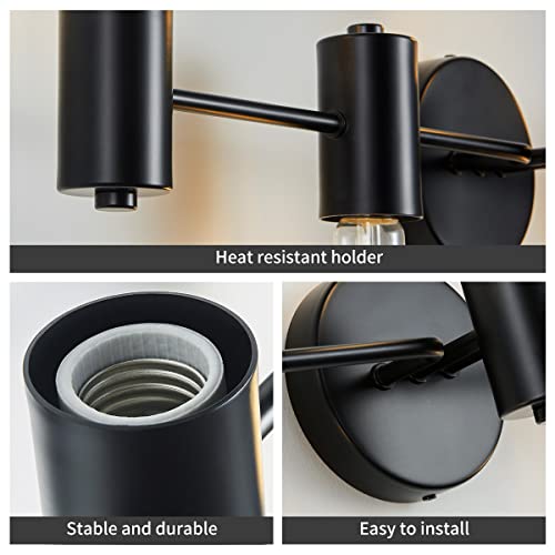 Image of WUZUPS 5-Light Bathroom Light Fixture Over Mirror Morden Vanity Wall Scones Light for Bedroom Living Room, E26 Base, Black