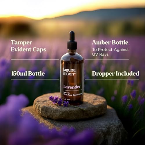 Image of Lagunamoon Lavender Essential Oil - Pure Essential Oils for Diffusers, Humidifiers, Aromatherapy, Cars, Yoga, Home Essentials - Relaxing Fragrance Scents for Fresheners and Candle Making (150ml)