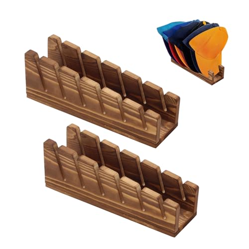 KVMORZE Hat Stand for Baseball Caps Display and Organizer, Hat Organizer and Caps Rack, Wooden Hat Holder for 12 Baseball Caps for Bedroom, Closet, Dresser, 2 Pack