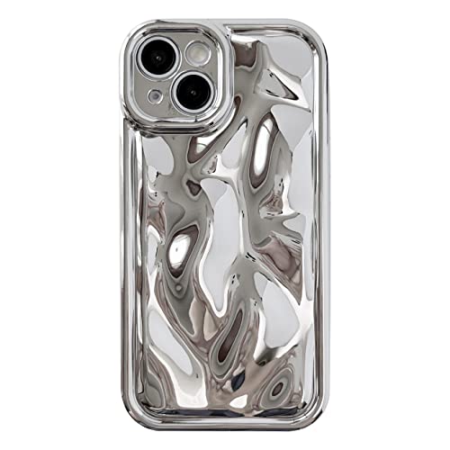 Caseative for iPhone X/XS Case, Water Ripple Wave Meteorite Bubble Pattern Chrome Plating Soft Compatible with iPhone Case (Light Silver,iPhone X/XS)