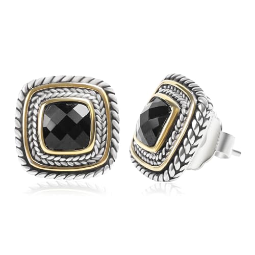 Designer Inspired Two Toned Cable Cubic Zirconia Earrings Studs for Women Trendy Gift