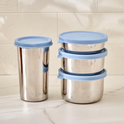 Image of Home Centre |Korobka Taze 4Pcs Stainless Steel Lunch Box with Bag|Food Storage|Storage and Containers|Lunch Box and Bags|Silver