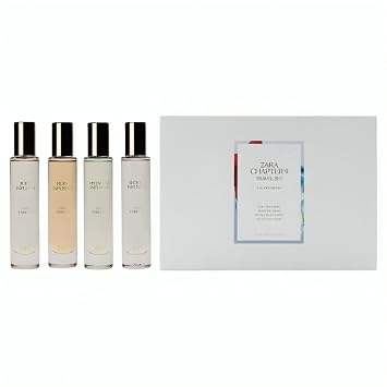 Zara Chapter 9 Travel Set Includes Juicy, Ruby, Pistachio and Secret Infusion Perfume for Women EDP Eau De Parfum 4x 30 ML (1.0 FL. OZ)