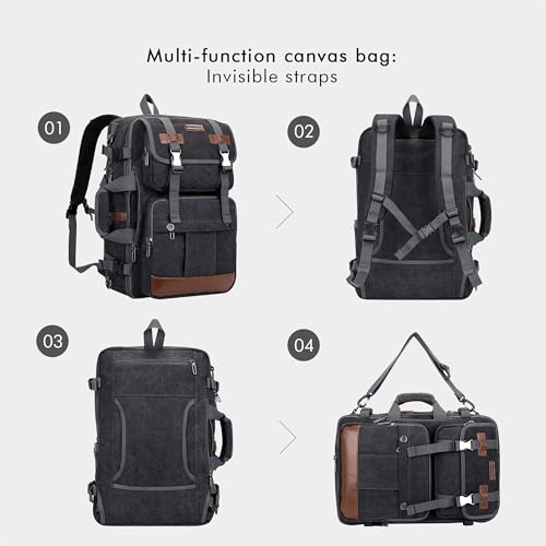 Image of WITZMAN Canvas Travel Backpack for Men Large Laptop Backpack Fit 16 inch Carry-on Airline Approved Shoulder Rucksack