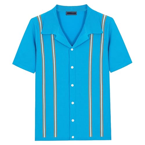 Chemise de plage en tricot vintage 70s pour homme avec col cubain