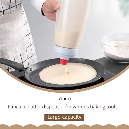 Pancake Batter Dispenser with Blender Balls,33 Oz Pancake Mixer Bottle,Batter Mixer,Kitchen Batter Squeezer Bottle with Graduated Lines and Sturdy Base for Cupcakes,Crepes,Muffins,Pancakes - Image 4