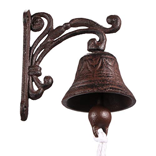 Vvciic Heavy Duty Cast Iron Wall Bell,Antique Decorative Doorbell-Vintage Cast Iron Dinner Bell,Indoor Outdoor Manually Shaking Wall Mounted Medieval Rustic Door Bell for Garden Home Wall Decoration