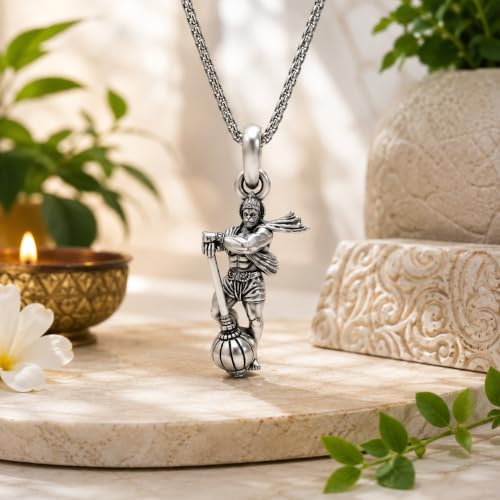 Image of Hanuman Locket for Men & Women | Spiritual Religious Pendant with Chain | Bajrangbali Hanuman Ji Kavach for Protection, Strength, Positive Energy & Devotional Wear Unisex