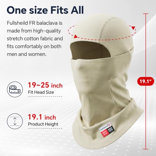 Image of Fullsheild FR Balaclava CAT2 7oz Flame-Retardant Cotton Face Mask, NFPA2112 | Arc Rated Covering Hood for Welding, Protective Helmet Liner for Men Women, UV Face Mask Windproof, Lightweight & Breathable