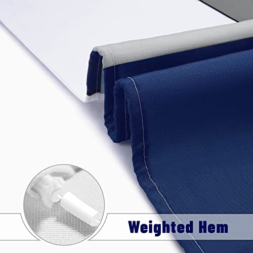 Awellife Navy Blue Shower Curtain For Bathroom Modern Geometric Shower Curtains Set With 12 Hooks Linen Textured Fabric 72X72 Inch #TOP4