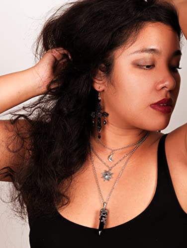 Sacina Gothic Crescent Moon Choker, Moon Sun Star Choker Necklace, Goth Gothic Necklace, Halloween Christmas Jewelry Gift for Women3