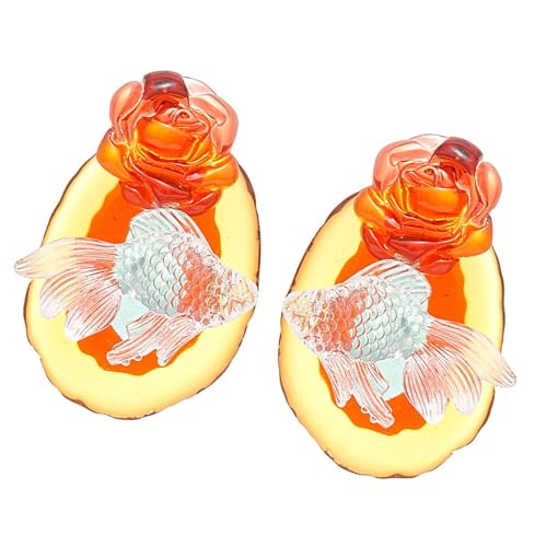 Boucles d'oreilles poisson en or rose et résine fait main