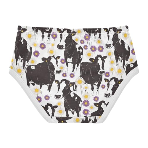 Wusikd Black White Cow Girls' Underwear Cotton Purple Daisies Girls Briefs Soft Toddler Underwear 2T2