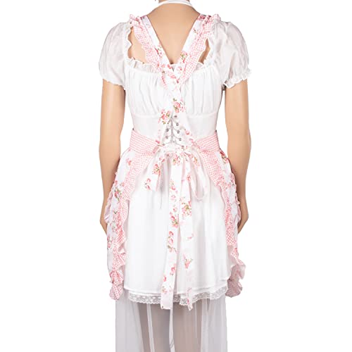 Sinuolin Cute Aprons For Women With Pockets, Cute Floral Apron With Adjustable Strap Apron For Cooking Baking Housework Gift For Mom Wife Red #TOP3