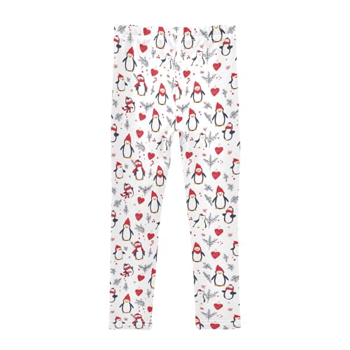 Penguin Heart Grass Pattern Girls Leggings Kids Yoga Pants Athletic Tights Pants 4-10 Years2
