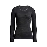 Conta Thermo Langarm Shirt, wärmendes Thermoshirt aus natürlicher Baumwolle, bequemes Basic-Oberteil, Damenbekleidung, Schwarz Geringelt, Größe: 50/4XL