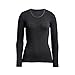 Conta Thermo Langarm Shirt, wärmendes Thermoshirt aus natürlicher Baumwolle, bequemes Basic-Oberteil, Damenbekleidung, Schwarz Geringelt, Größe: 50/4XL