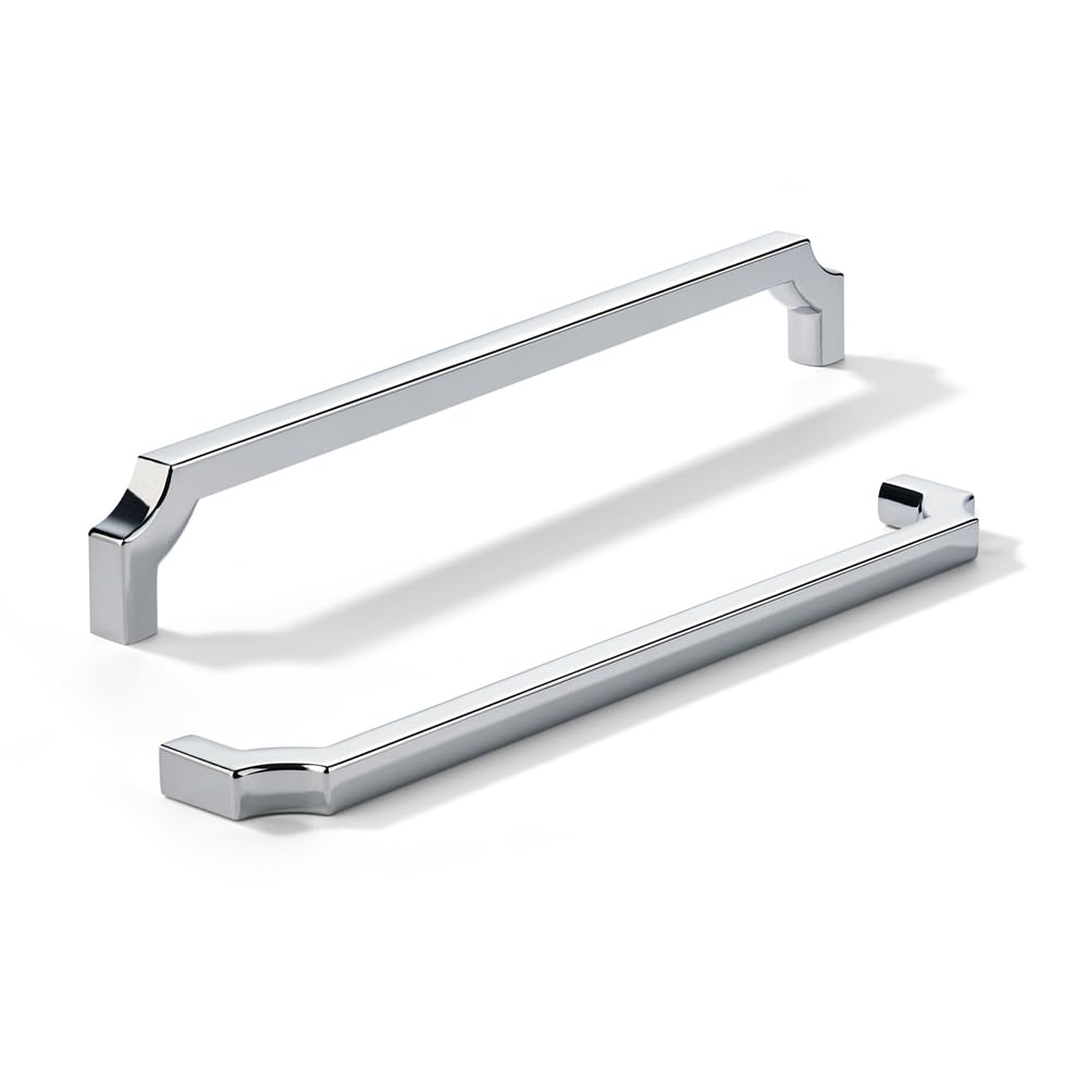 khtumeware 2-Pack 203mm Polished Chrome Cabinet Pulls, Solid Zinc Alloy Heavy-Duty Handles for Kitchen/Bathroom Cabinets, Drawers & Cupboards (8 Inch Center to Center)