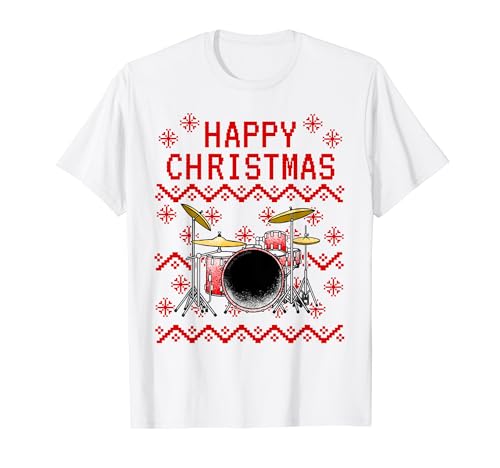 Batería Fea Navidad Tambores Músico Camiseta