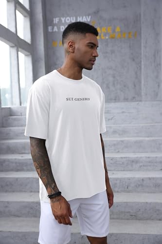 Opomelo Men's Fashion Athletic T-Shirt Oversized Workout Short Sleeve Shirt Casual Crew Neck Cotton Tee2