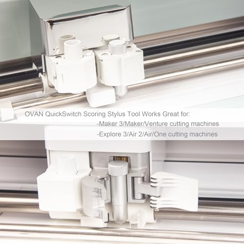 Image of Engraving Tip + Scoring Tip + Fine Debossing Tip + QuickSwitch Housing for Cricut Maker 3 /Maker /Venture /Explore 3 /Air 2 /Air, OVAN 3-in-1 Tool Set for Cricut Engrave /Score /Deboss Designs on Materials